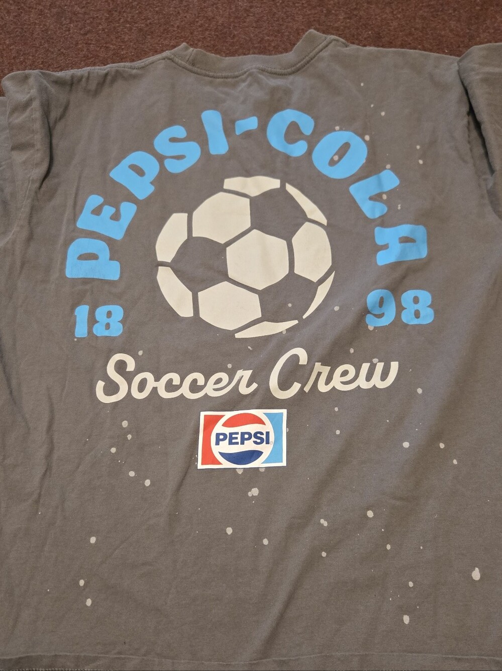 Pepsi Soccer Crew Relaxed Fit Graphic Shirt With Bleach Effect Mens Large